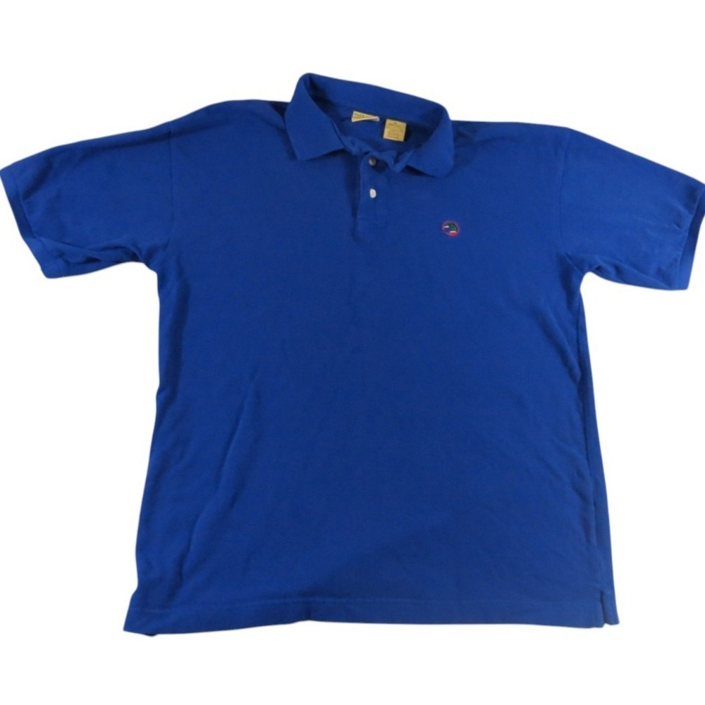 Duck Head VTG 90s Polo Shirt Royal Blue Embroidered Mallard Pique Cotton Men M